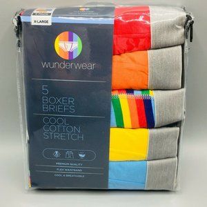 wunder wear Men's Boxer Briefs Extra Large 40-42 Bright Colors Set of 5